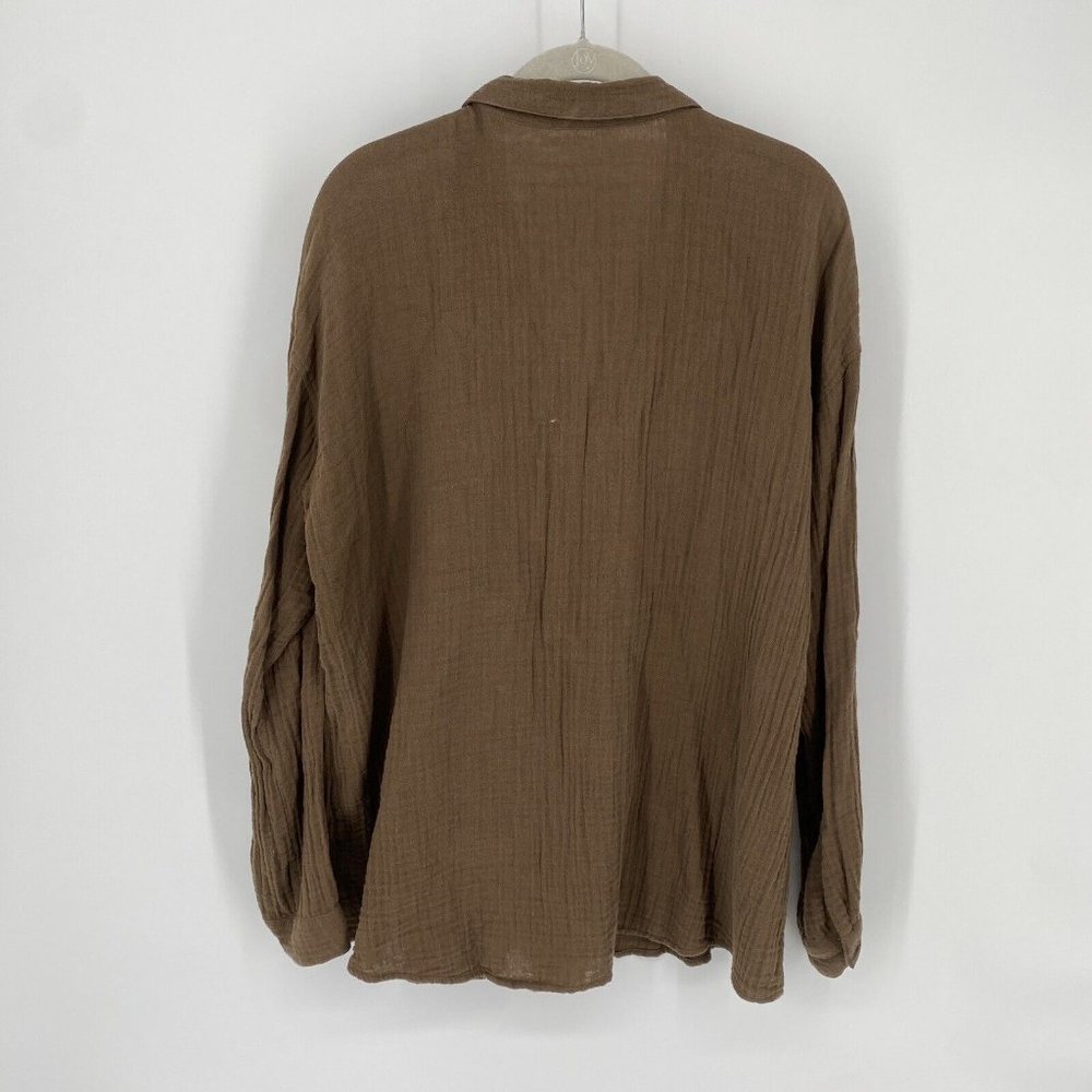 Eileen Fisher Brown Gauze 2-layered Blouse. Not see-through. Soft/comfortable. - Picture 5 of 5